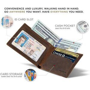 SERMAN BRAND Men Slim Bifold Wallet RFID Blocking Minimalist Front Pocket Wallet